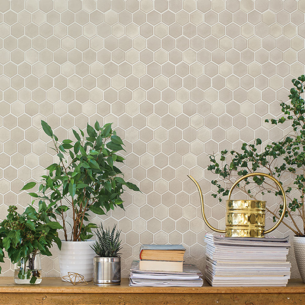 Hexagon Tile Peel and Stick Wallpaper - Self-Adhesive Removable Wallpaper for Kitchen, Bathroom, Bedroom Decor - Easy DIY Home Renovation Backsplash & Accent Wall