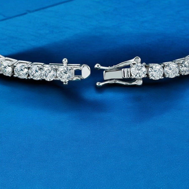 Moissanite Tennis Bracelet for Women - 925 Sterling Silver & 14k Gold Plated - Adjustable Sizes 6-8
