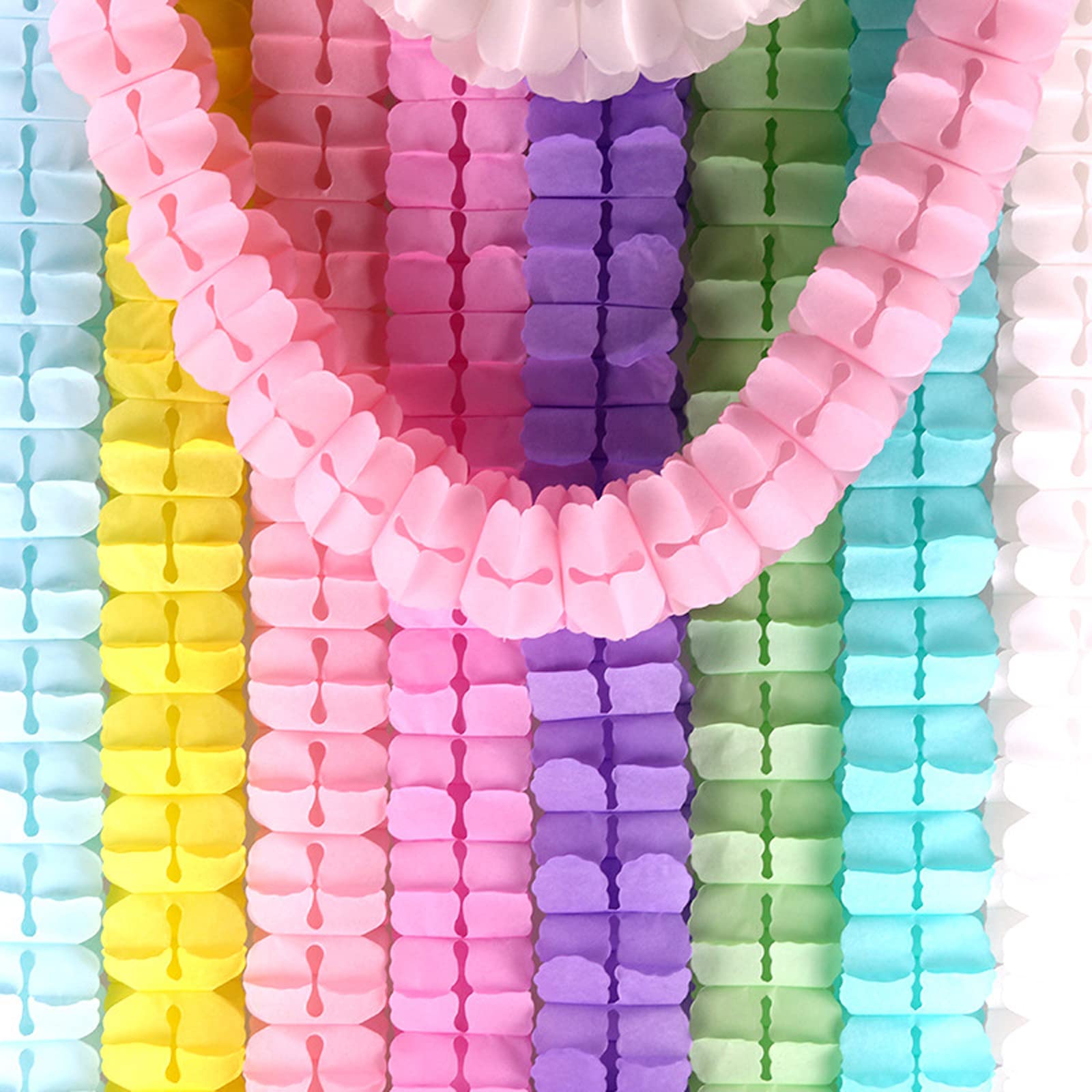 6 Pack Hanging Garland - Four-Leaf Clover Tissue Paper Flower Decorations, Reusable Party Streamers for Wedding, Birthday, Baby Shower & Home Decor (10 Feet/3M, Peach) - Perfect for Spring Celebrations, St. Patrick's Day & Boho Themed Parties