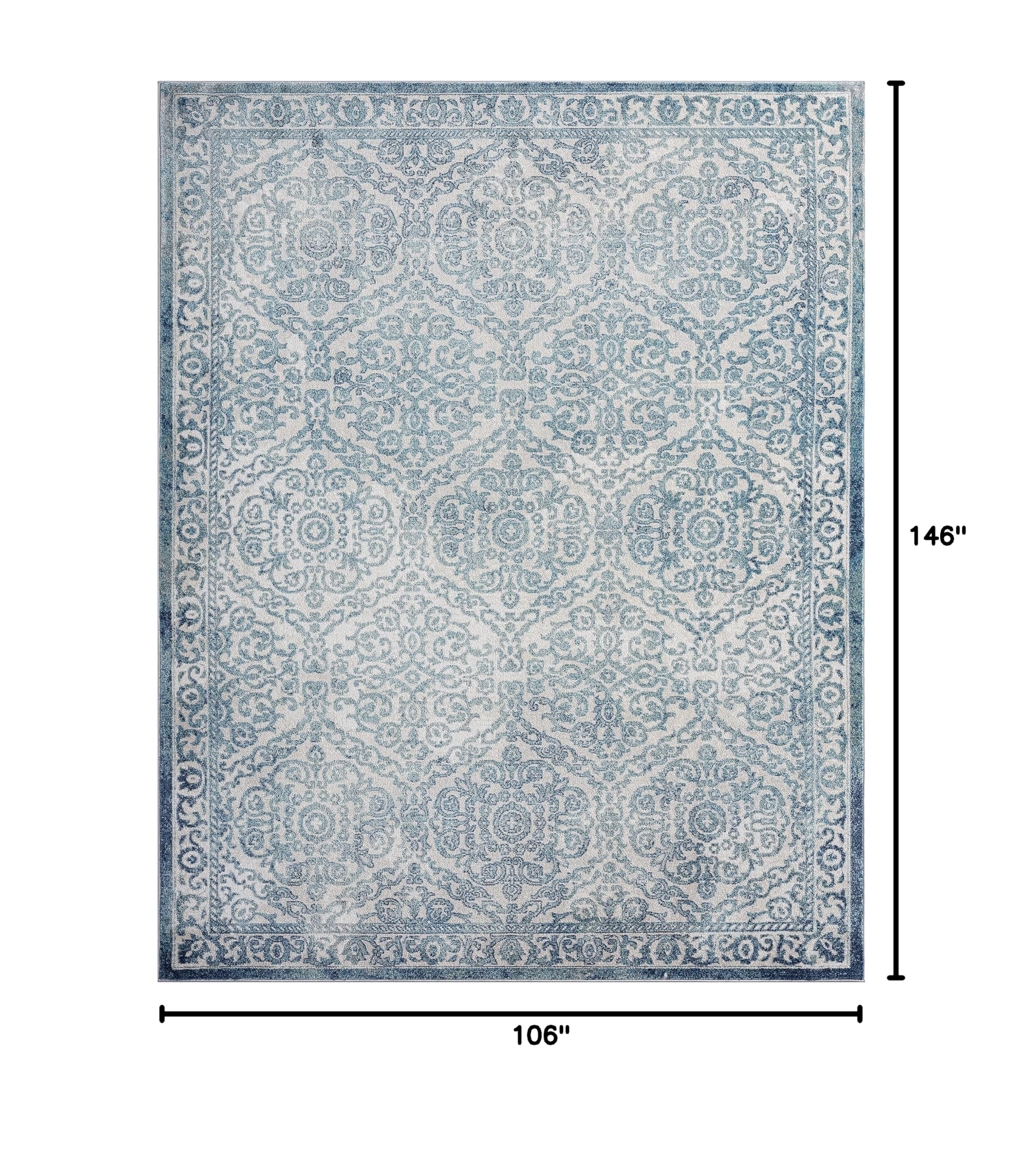 Tayse Geraldine Gray Large 9x12 Area Rug - Traditional Floral Carpet for Living Room, Dining Room, Bedroom, Kitchen & Entryway - Soft & Durable Home Decor - Perfect for Cozy Living Spaces & High-Traffic Areas