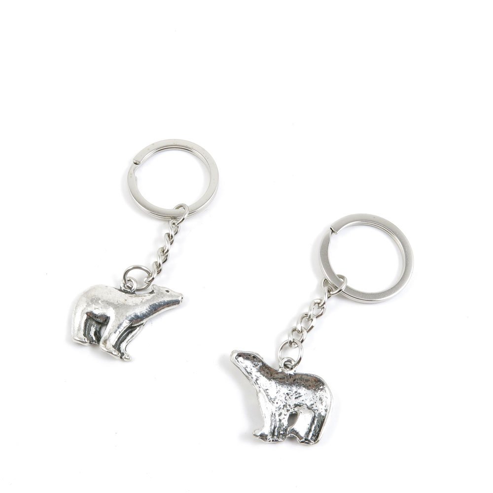 Antique Silver Tone Polar Bear Keychain - Bulk Wholesale Key Ring Tags for Car Keys, House Keys & Office Keys | Durable Keychain Supplies for Everyday Use, Gifts & Promotional Items | Model G4CV8