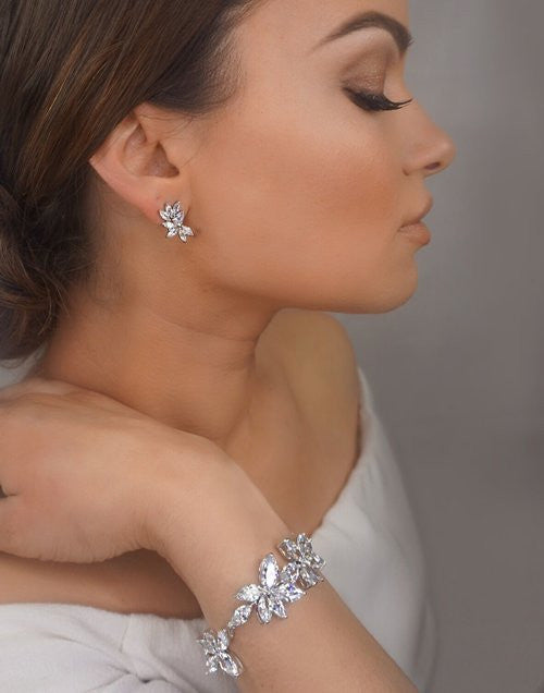Elegant Twilight Crystal Stud Bridal Earrings by Stephanie Browne – Perfect for Weddings, Prom, and Special Occasions