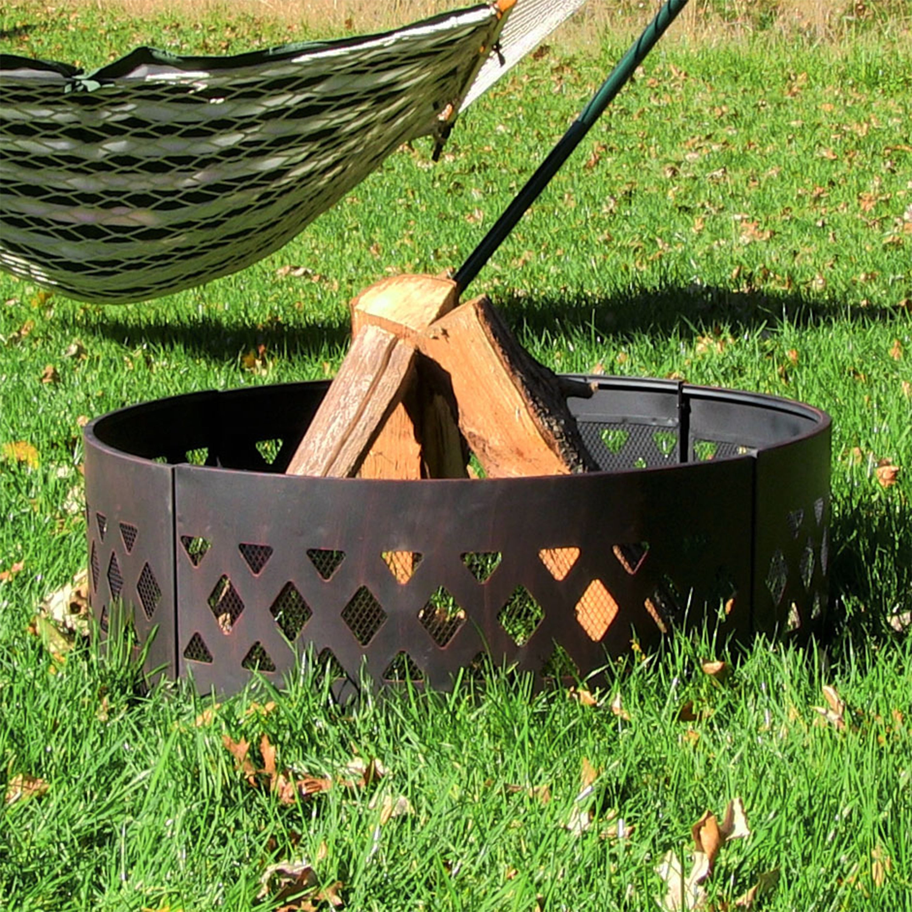 Heavy Duty Crossweave Campfire Ring - 36 Inch Outdoor Fire Pit for Camping, Backyard, and Patio Use - Durable Steel Fire Ring for Bonfires and Gatherings