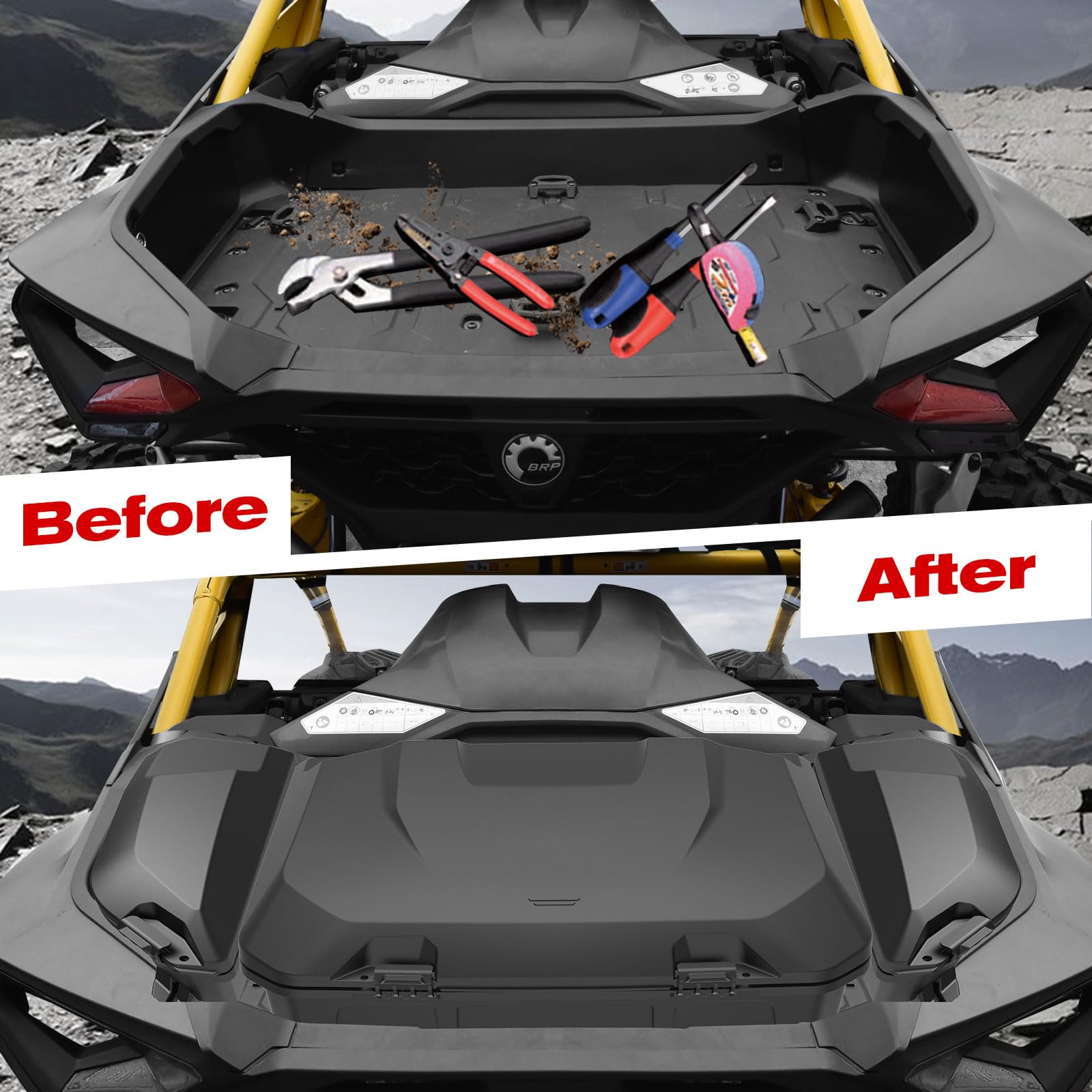 2024-2025 Can-Am Maverick R/X/XRS Rear Cargo Storage Box - 96L Waterproof Poly Trunk with LinQ Rack System | Replacement for #715007182 | Perfect for Off-Road Adventures, Camping Gear Storage & UTV Accessories