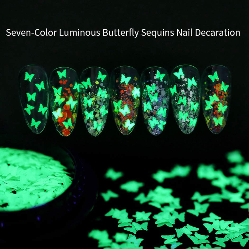 Anjetan Glitter Nail Art Sequins - Luminous Star & Butterfly Nail Decorations for DIY Manicure, Nail Art Flakes for Professional Salon & Home Use - Perfect for Parties, Weddings, and Special Occasions