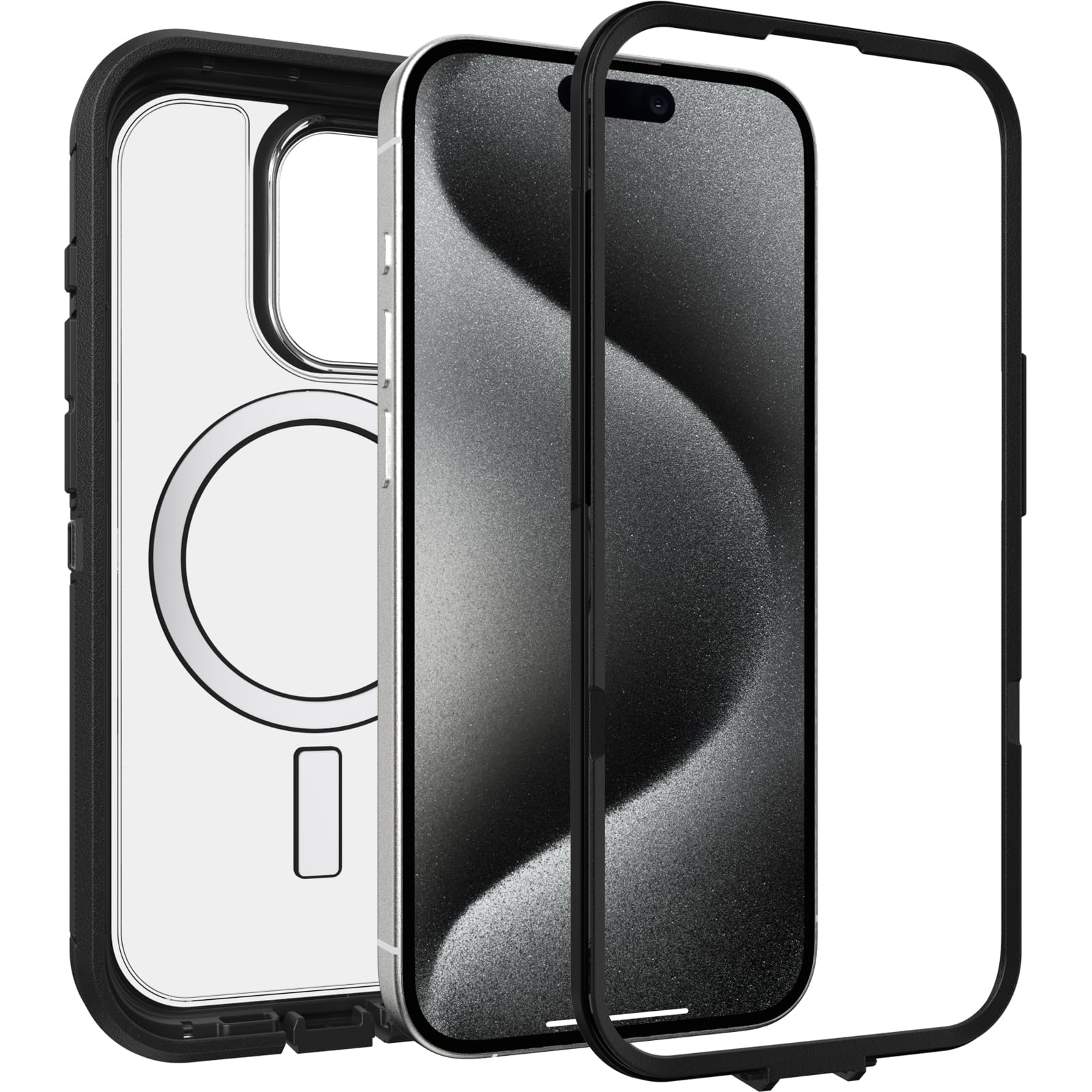 OtterBox Defender XT MagSafe Case for iPhone 15 Pro - Military-Grade Shockproof & Drop Proof Protection (5x Tested) - Ultra Rugged Clear/Black Cover - Perfect for Outdoor Adventures, Construction Work & Extreme Sports