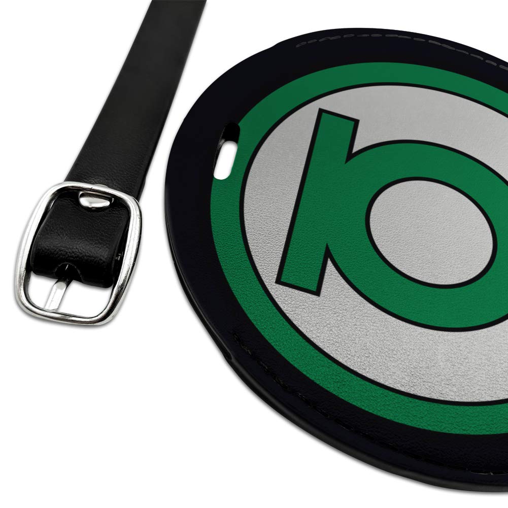 Green Lantern Logo Round Leather Luggage Tag - Durable Suitcase ID Tag for Carry-On Bags - Perfect for Travel, Business Trips & Vacation Identification