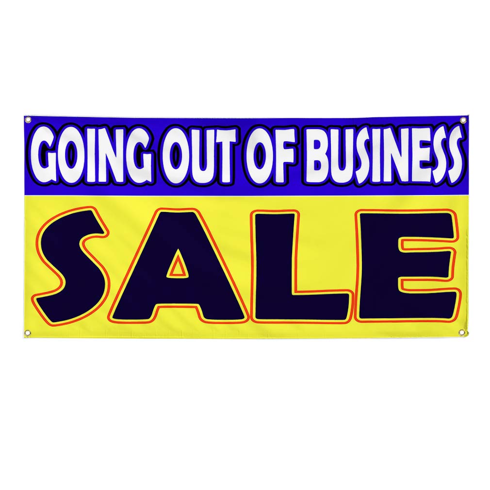 13 Oz Vinyl Going Out of Business Banner - 4ft x 8ft with 8 Grommets | Durable Store Closing Sign for Retail Sales, Liquidation Events & Business Clearance