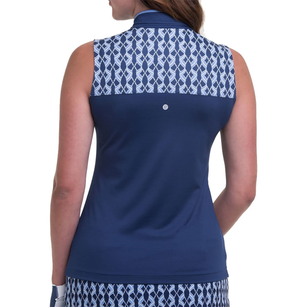 EP New York Women's Sleeveless Zip Mandarin Collar Golf Polo Shirt - Breathable Moisture-Wicking Athletic Top for Golf, Tennis & Casual Wear
