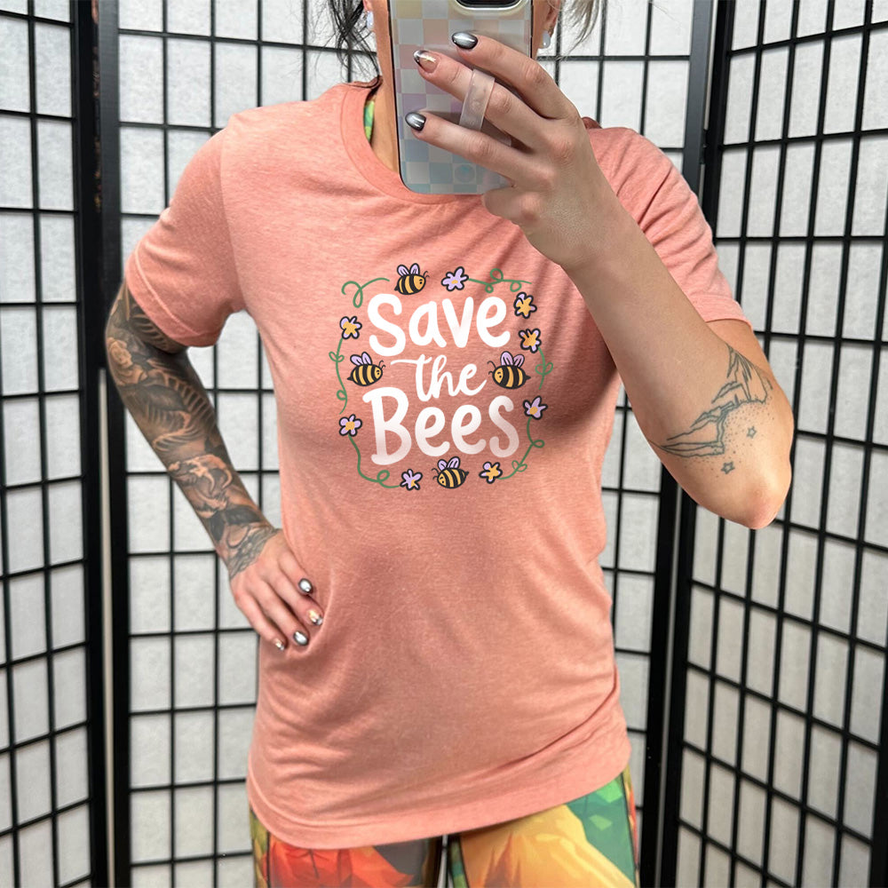 Save The Bees Unisex T-Shirt - Eco-Friendly Cotton Tee for Beekeepers & Nature Lovers | Perfect for Earth Day & Environmental Awareness Events