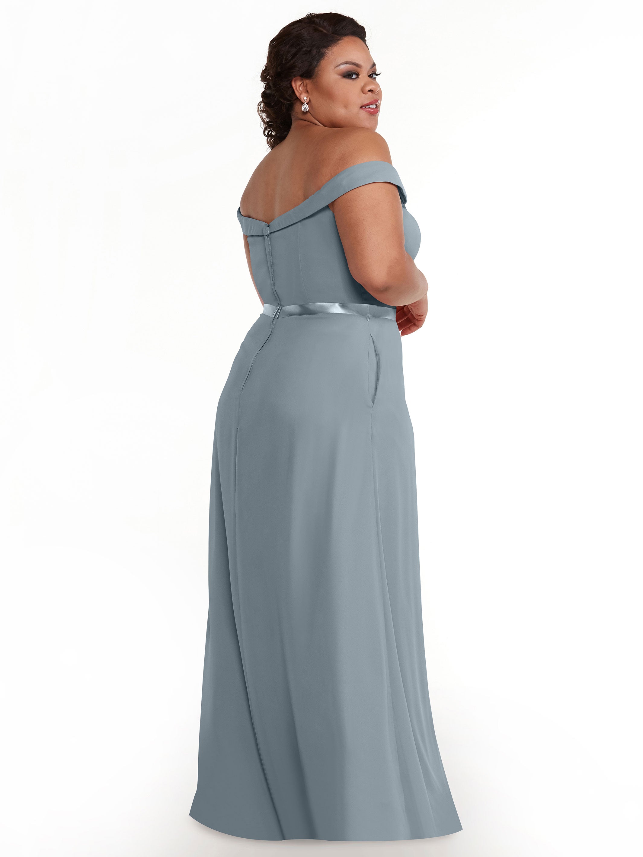 Elegant Off-The-Shoulder Chiffon A-Line Bridesmaid Dress with Sash - Perfect for Weddings, Formal Events & Special Occasions