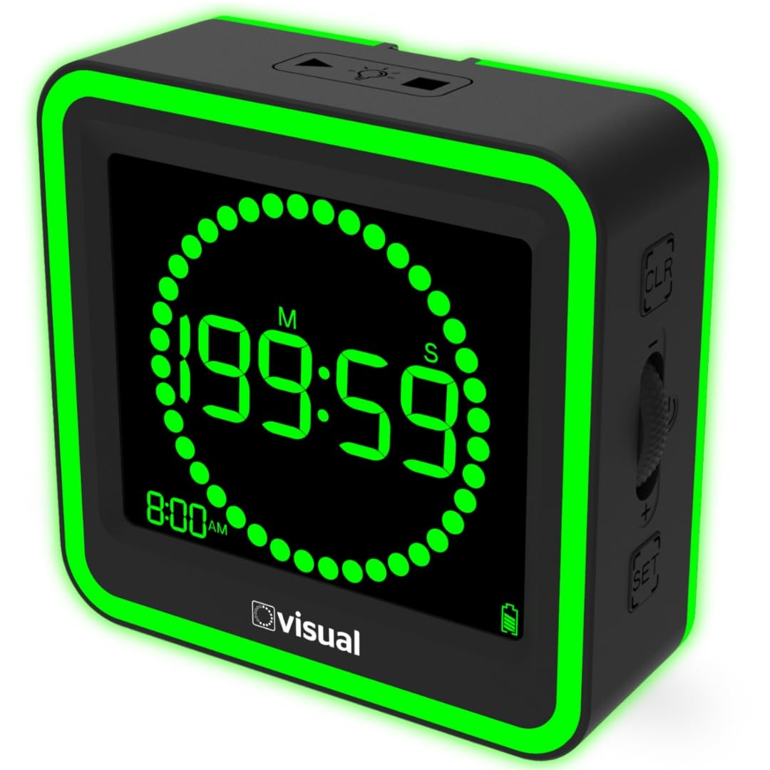 Colorful Visual Timer with Countdown Clock - Perfect for Kids, Classrooms & Time Management - Black