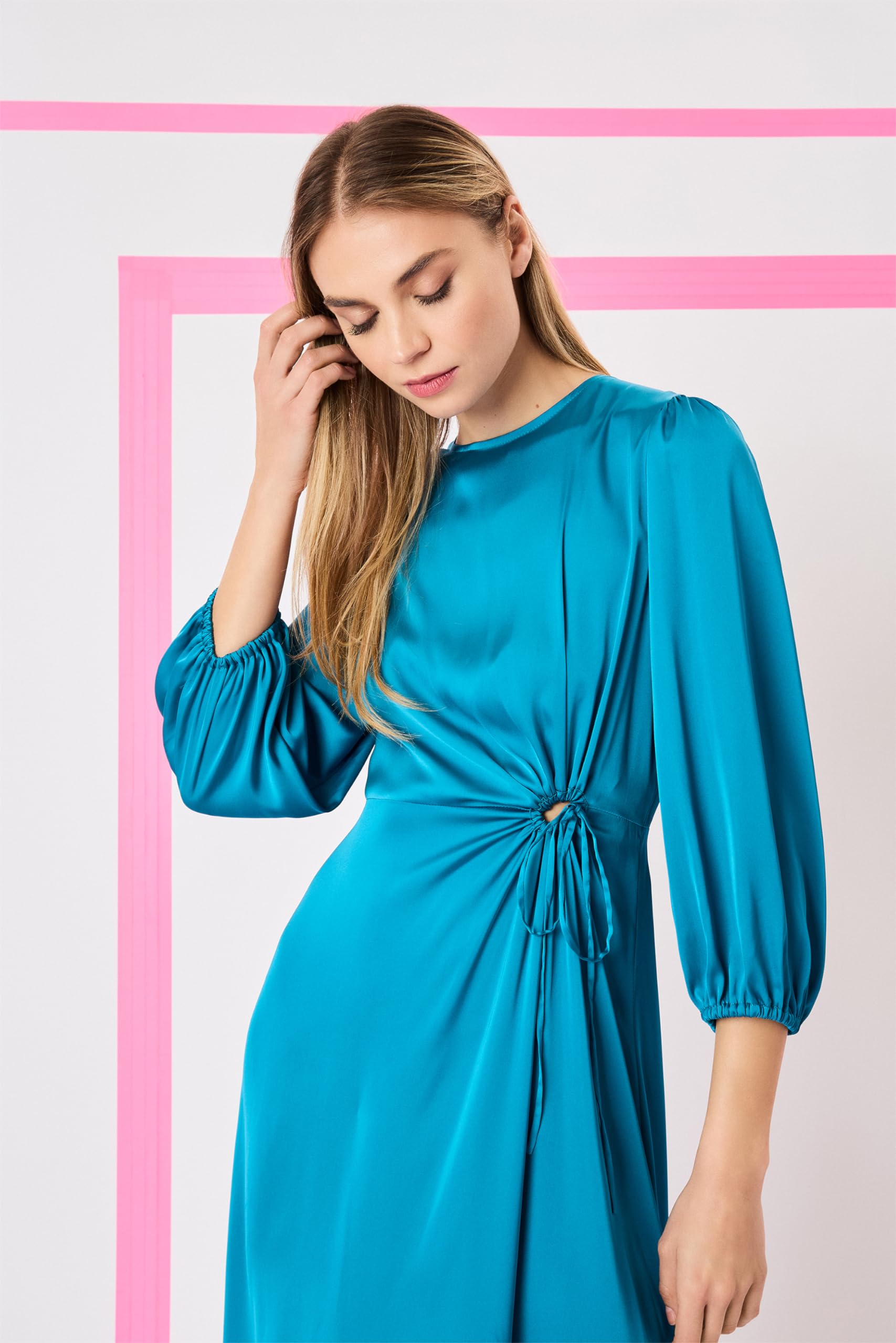 Donna Morgan Women's Long Sleeve Wrap Dress with Waist Tie - Business Casual Midi Dress for Office, Work & Special Occasions | Flattering Workwear & Professional Attire