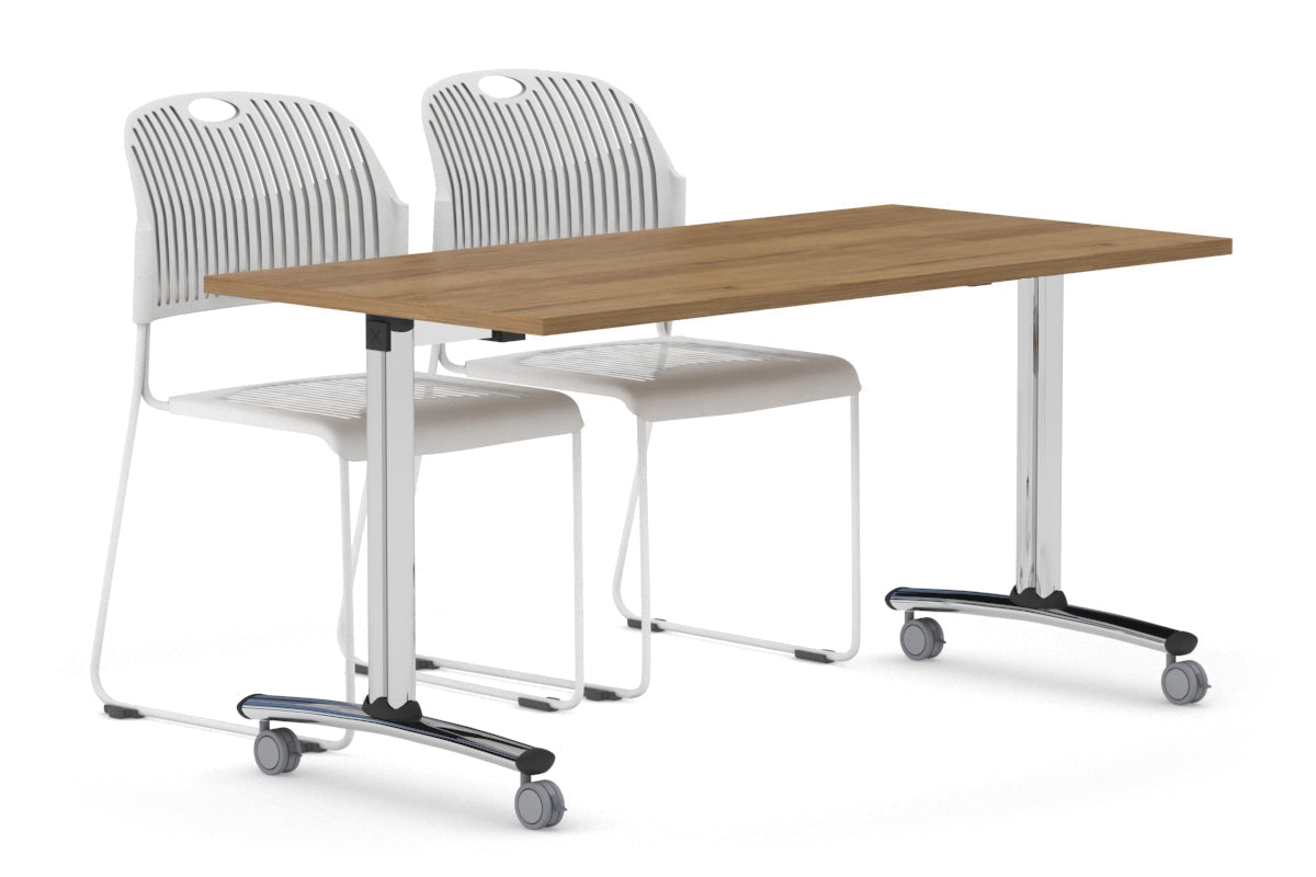 Foldable Flip Top Mobile Meeting Table with Wheels & Chrome Legs - 1800L x 700W - Perfect for Office, Conference Rooms & Home Workspaces