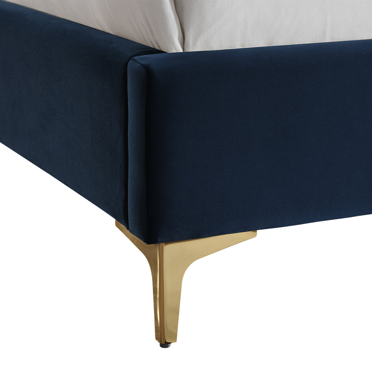 Georgia Velvet Queen Bed - Luxurious Soft Velvet Upholstered Queen Size Bed Frame with Sturdy Wooden Legs | Perfect for Master Bedroom, Guest Room, or Apartment Decor