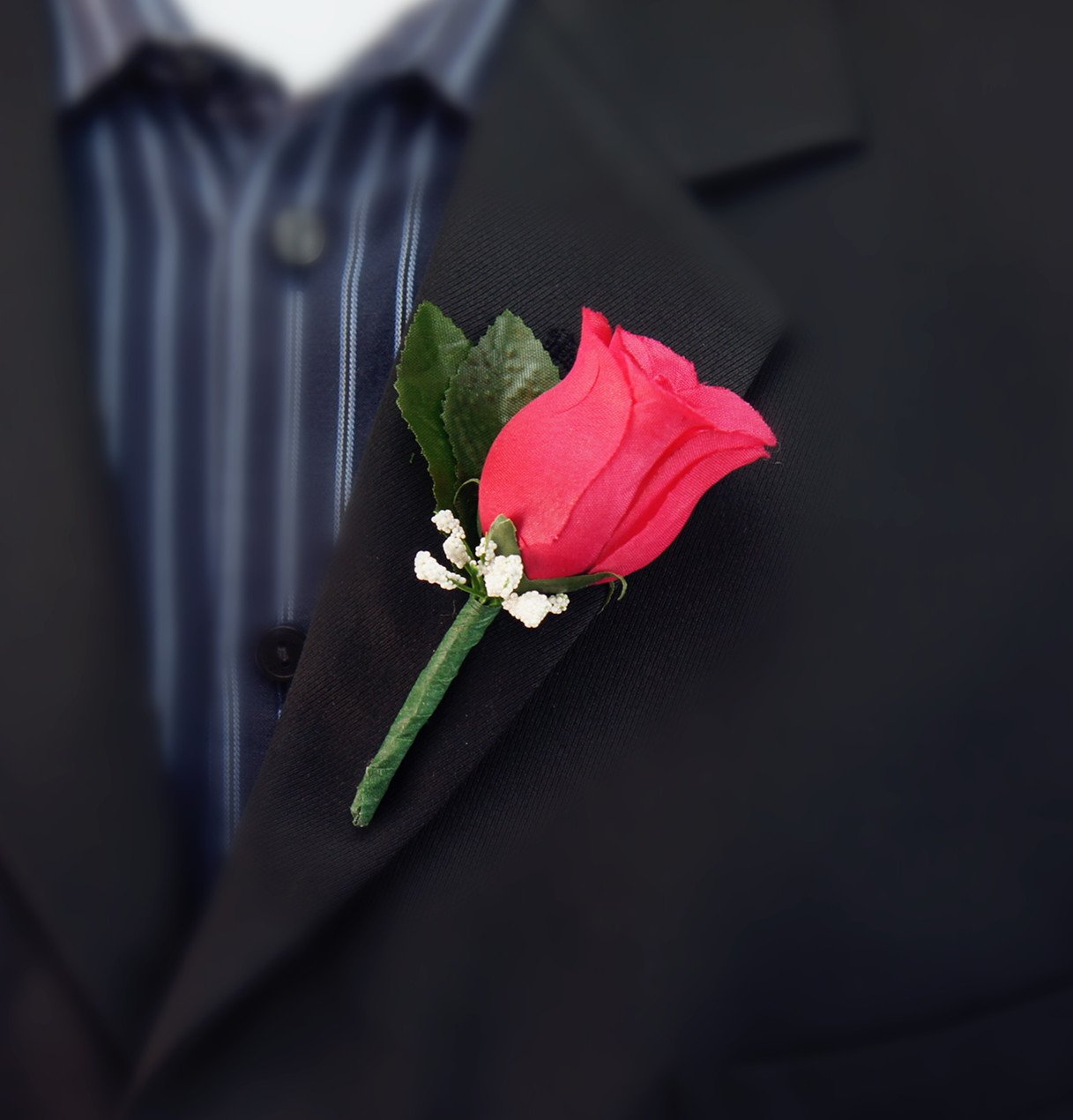 Angel Isabella Boutonniere - Elegant Hot Pink Rose Boutonniere with Baby's Breath for Weddings, Prom & Special Occasions | Perfect Corsage for Bridal Party & Formal Events