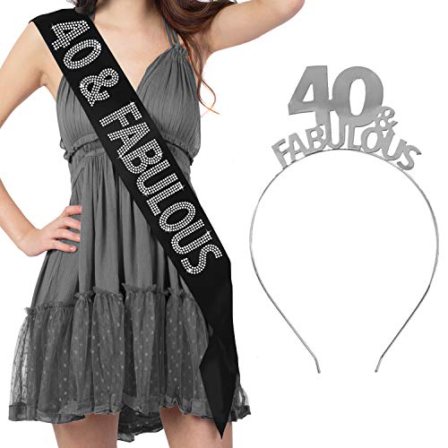 40 & Fab (Black Sash - Silver Headband)