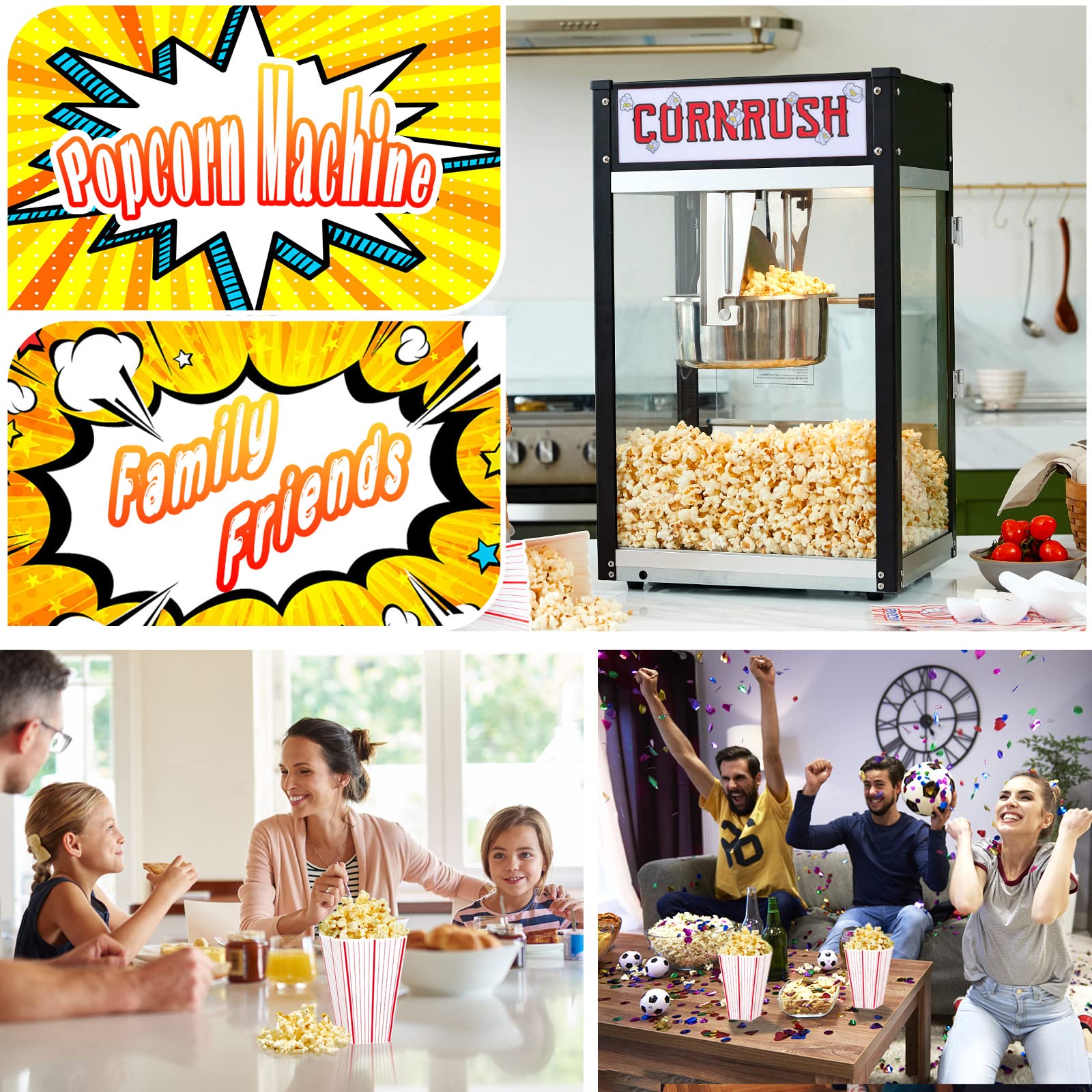 8oz Tabletop Popcorn Machine - Old Fashioned Movie Theater Style Popcorn Popper for Home, Halloween & Christmas Gifts (Black) | Perfect for Movie Nights, Parties & Family Gatherings