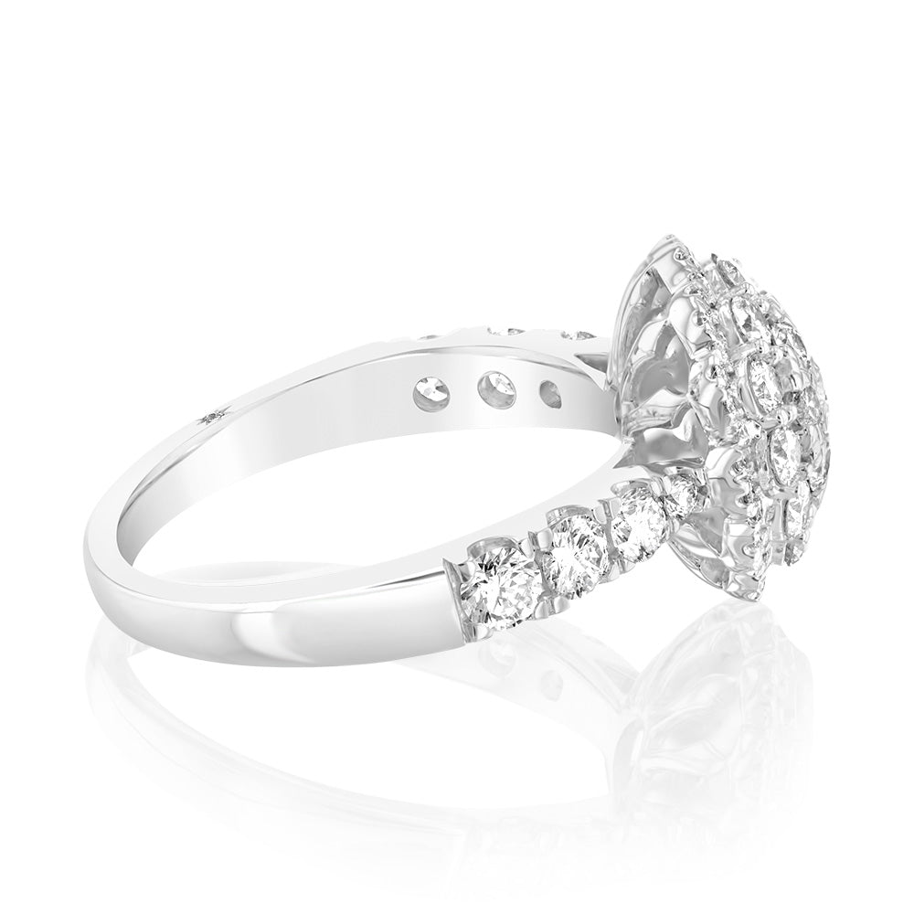 18ct White Gold 1.4 Carat Brilliant Cut Diamond Halo Solitaire Engagement Ring - Perfect for Proposals, Anniversaries & Special Occasions