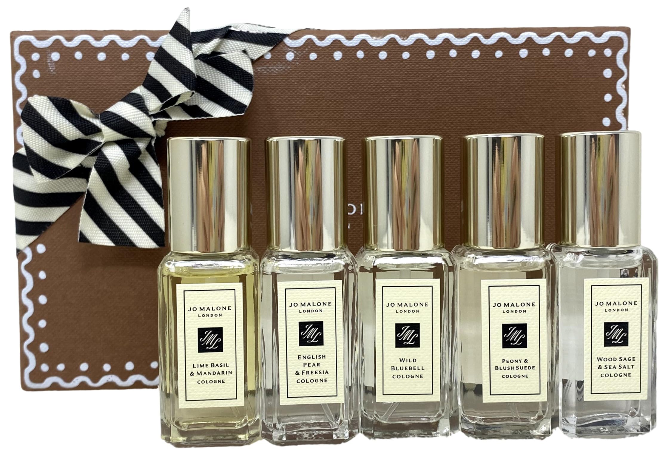 Jo Malone London Cologne Gift Set - 5 x 0.3 oz Mini Perfume Bottles for Women & Men, Luxury Fragrance Sampler for Travel, Gifts & Everyday Wear