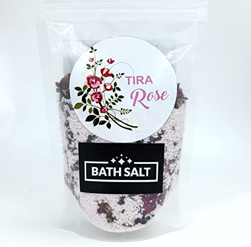 TIRA Rose Bath Salt 500g - Natural Pain Relief & Relaxation with Rose Oil, Epsom Salt & Dried Petals for Men & Women | Perfect for Stress Relief, Muscle Soothing & Spa Nights at Home