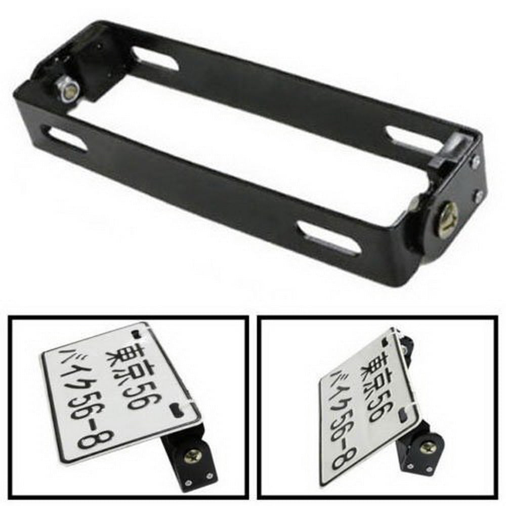 180° Adjustable Motorcycle License Plate Mount Bracket - Universal Fit for ATV, Dirt Bike, Cruiser - Durable Black Metal Bracket for Easy Installation & Secure Riding Compliance