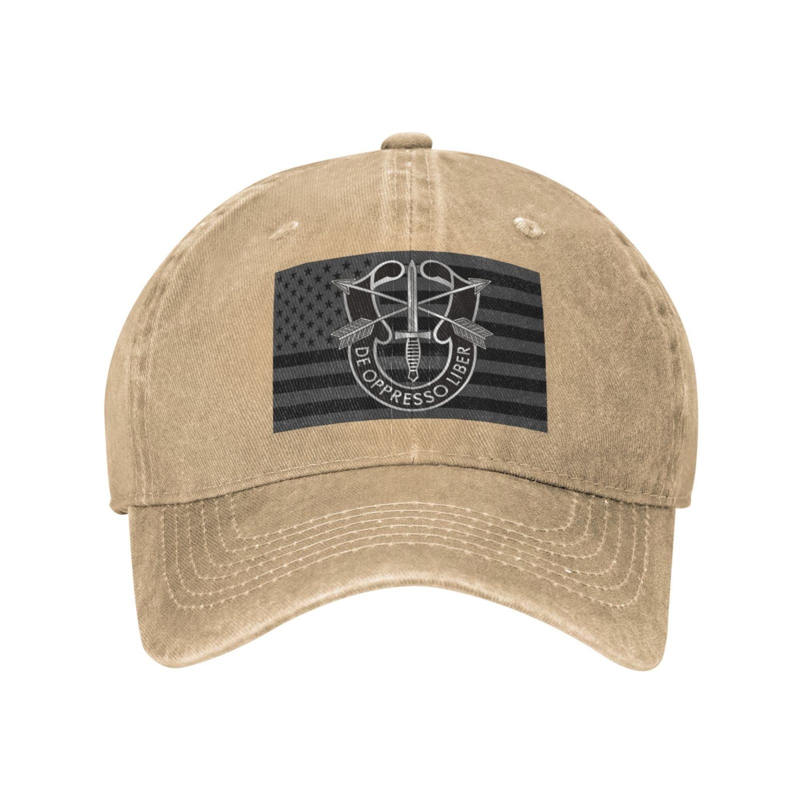 US Army Special Forces Brigade Unit Crest Unisex Denim Baseball Cap - Military Style Hat for Outdoor, Hiking & Casual Wear