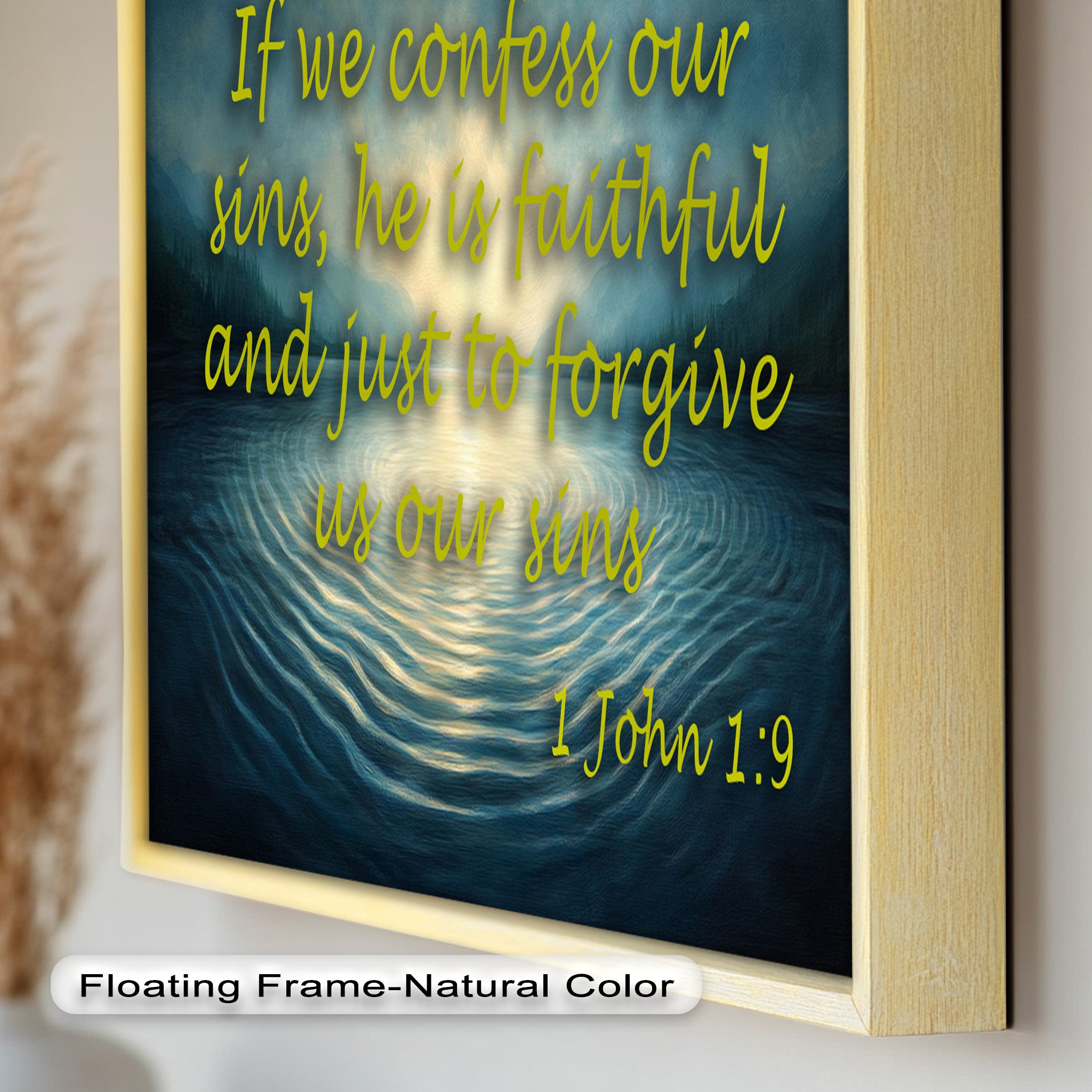 1 John 1:9 Bible Verse Oil Painting - Christian Faith Wall Art Decor for Home, Church & Office - Inspirational Scripture Canvas Print