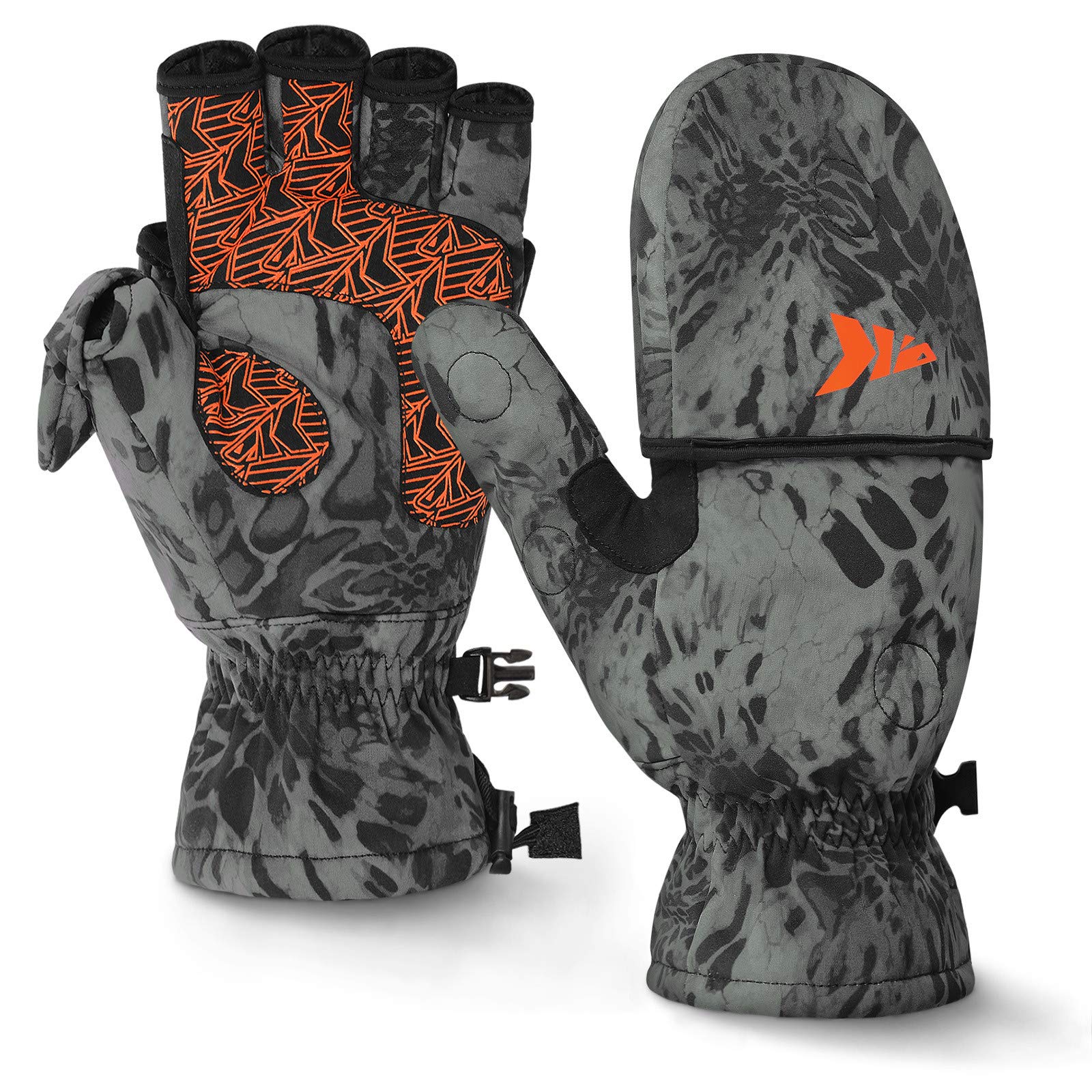 KastKing PolarBlast Ice Fishing Gloves Convertible Mittens – Waterproof Cold Weather Fishing Gloves with 3M Thinsulate Insulation – Winter Sports Gloves for Ice Fishing, Hunting, Photography & Outdoor Activities