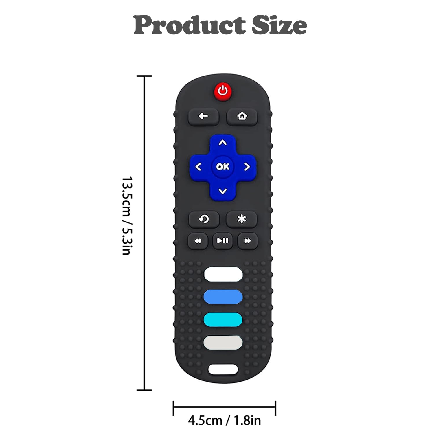 Organic Silicone Baby Teething Toys for Infants 3-24 Months - BPA Free, Soft Chewable Remote Control Shape Teether for Soothing Sore Gums - Perfect for Home, Travel & Daycare Use (Black)