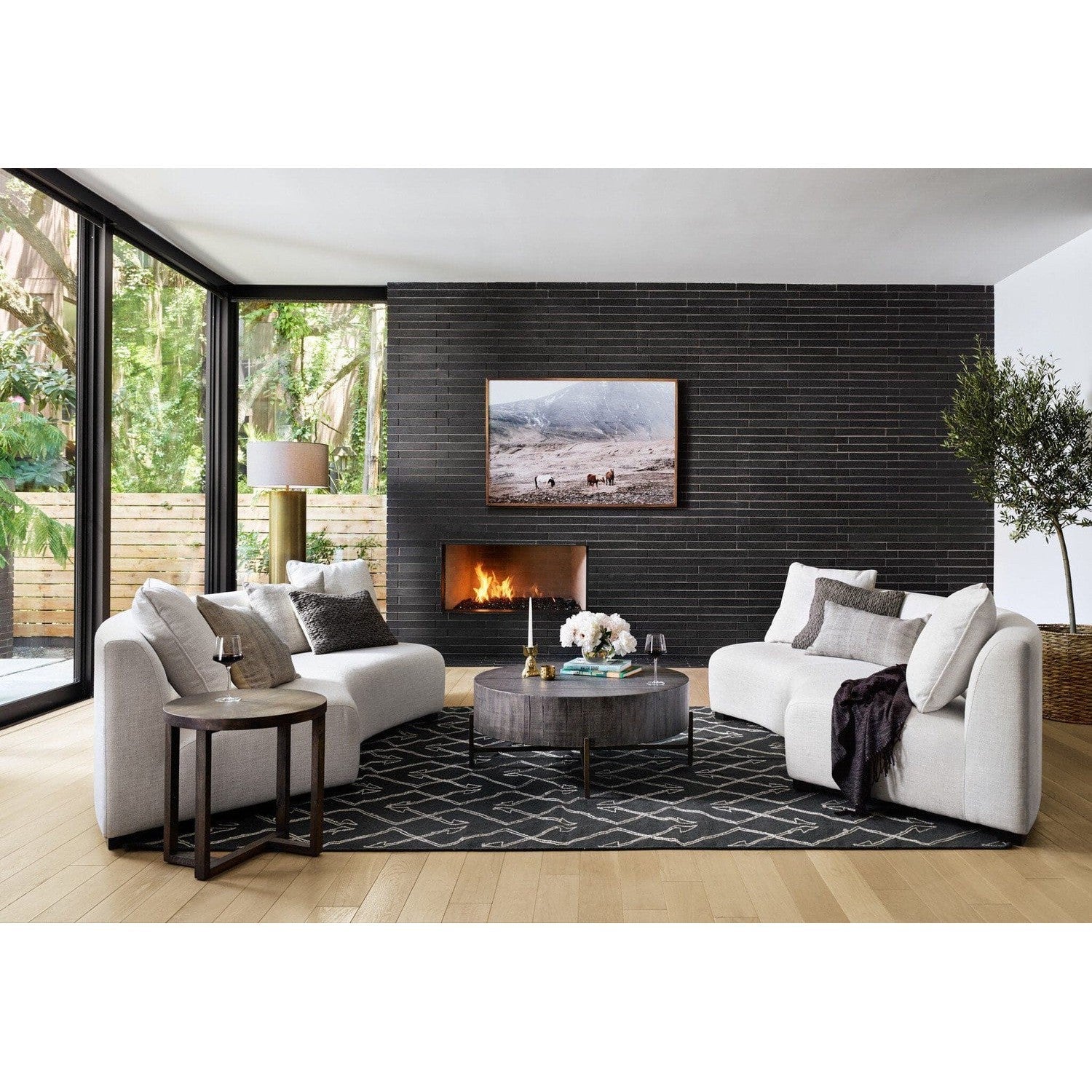 Anwen 2-Piece Sectional Sofa Set - Dover Crescent L-Shaped Couch for Living Room, Family Room, or Office - Comfortable Modern Furniture with Soft Fabric and Sturdy Frame