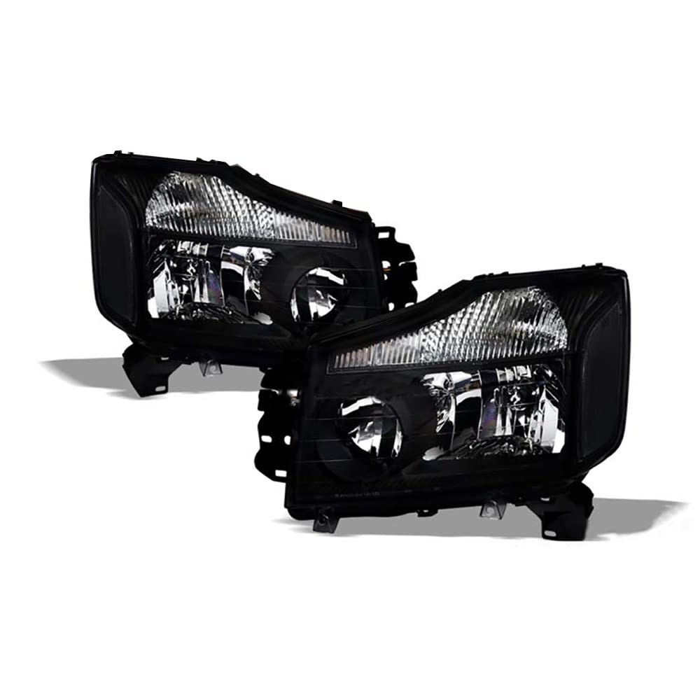 2004-2015 Nissan Titan/Armada Crystal Black Headlights with LED Signal Lamps - Durable Replacement for Improved Night Visibility (Perfect for Off-Roading & Daily Commuting)