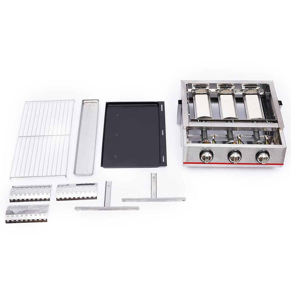 3-Burner Portable Tabletop Propane Gas Grill - 18