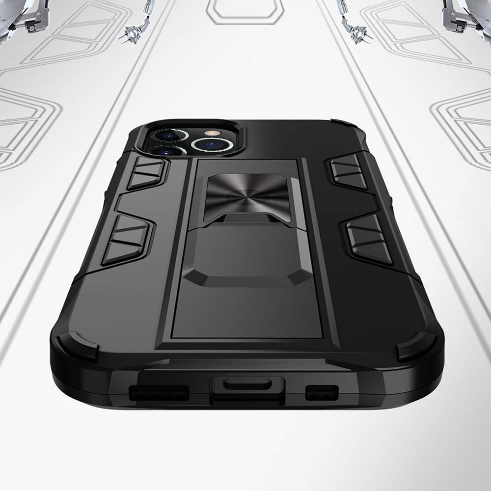 Omorro Military Grade iPhone 12 Pro Max Case - Drop Tested Rugged Protective Cover with Magnetic Car Mount & Kickstand | Hard PC + Soft TPU Hybrid Design | Perfect for Outdoor, Construction & Extreme Sports Protection