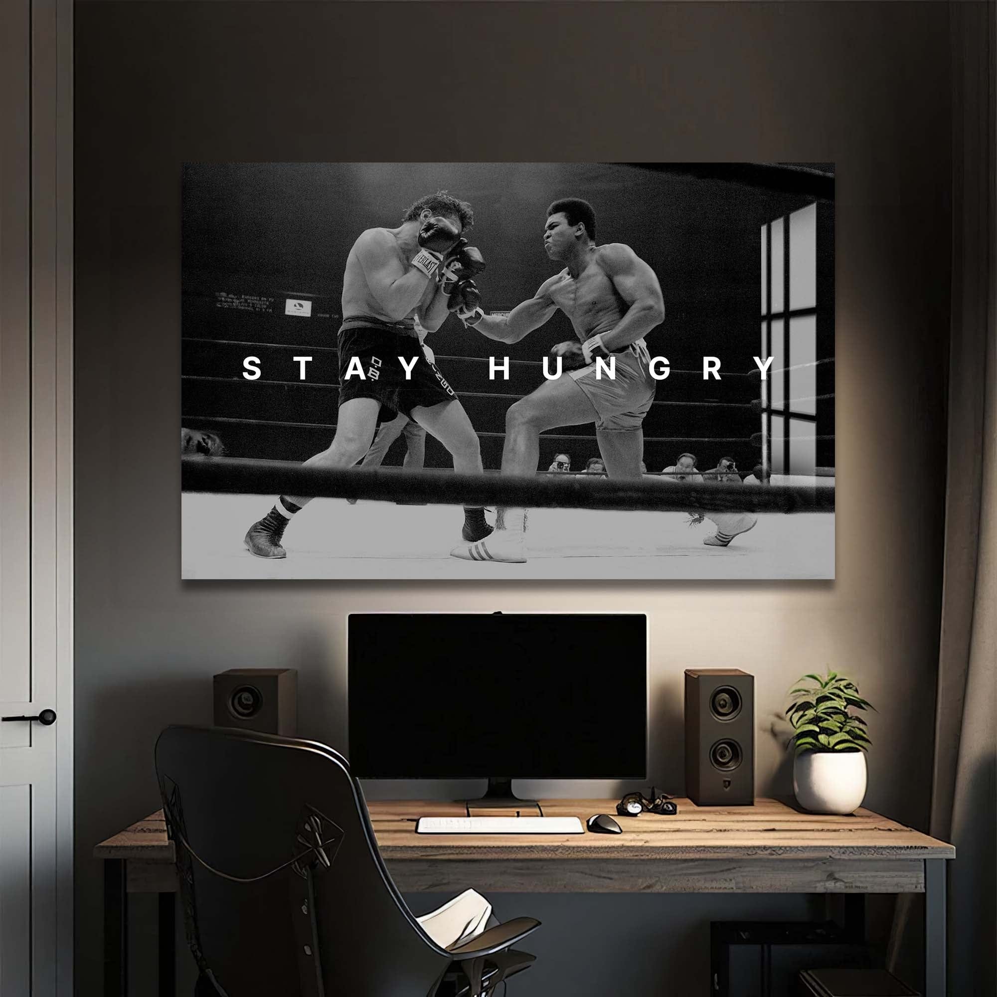 Muhammad Ali Stay Hungry Motivational Wall Art - Inspirational Boxing Poster for Home Gym & Office Decor - Perfect for Boxing Fans & Fitness Enthusiasts