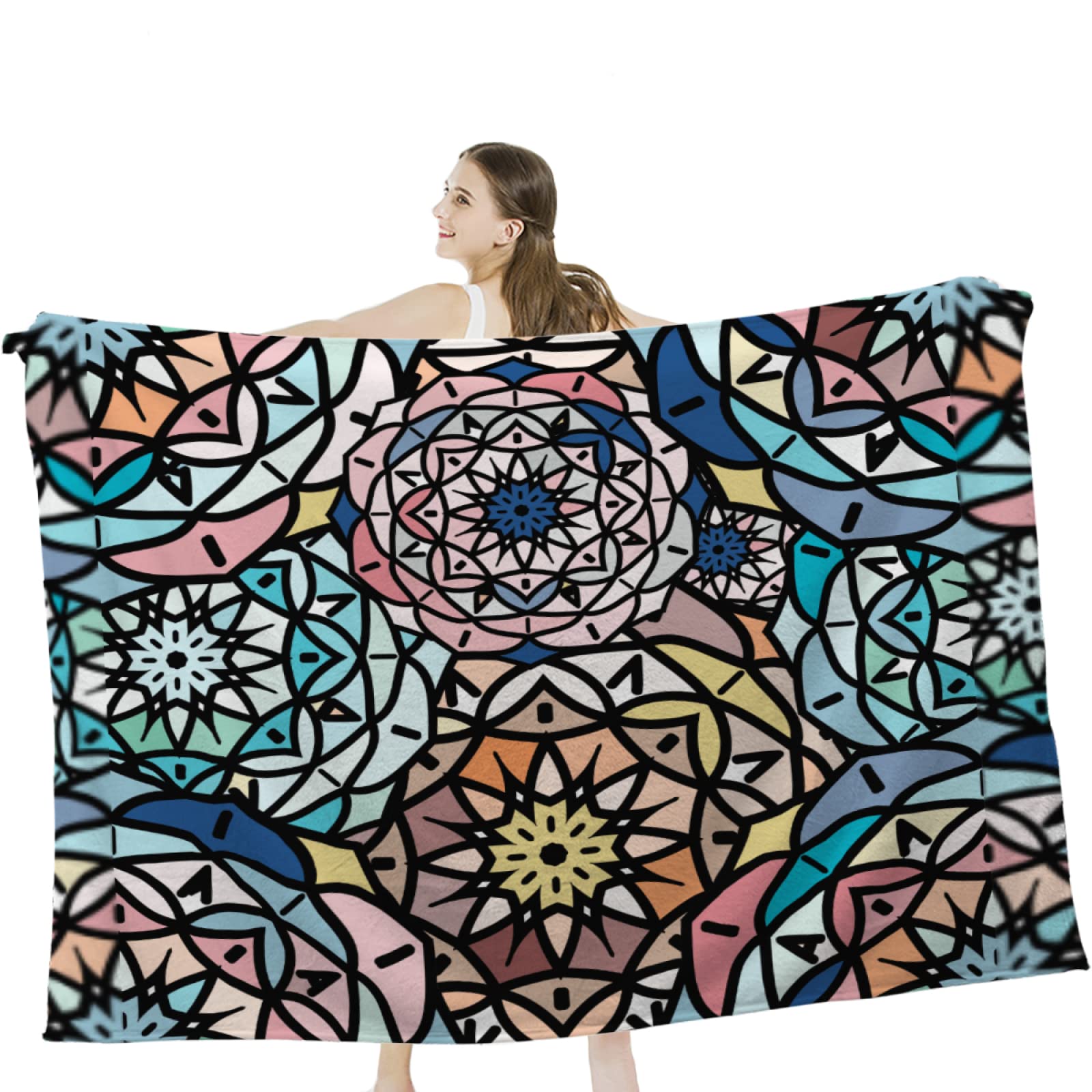 Maikeway Soft Boho Throw Blanket - 80x60 Inch Cozy Bohemian Flannel Blanket for Bed, Sofa & Outdoor Use | Perfect for Picnics, Camping & Home Decor