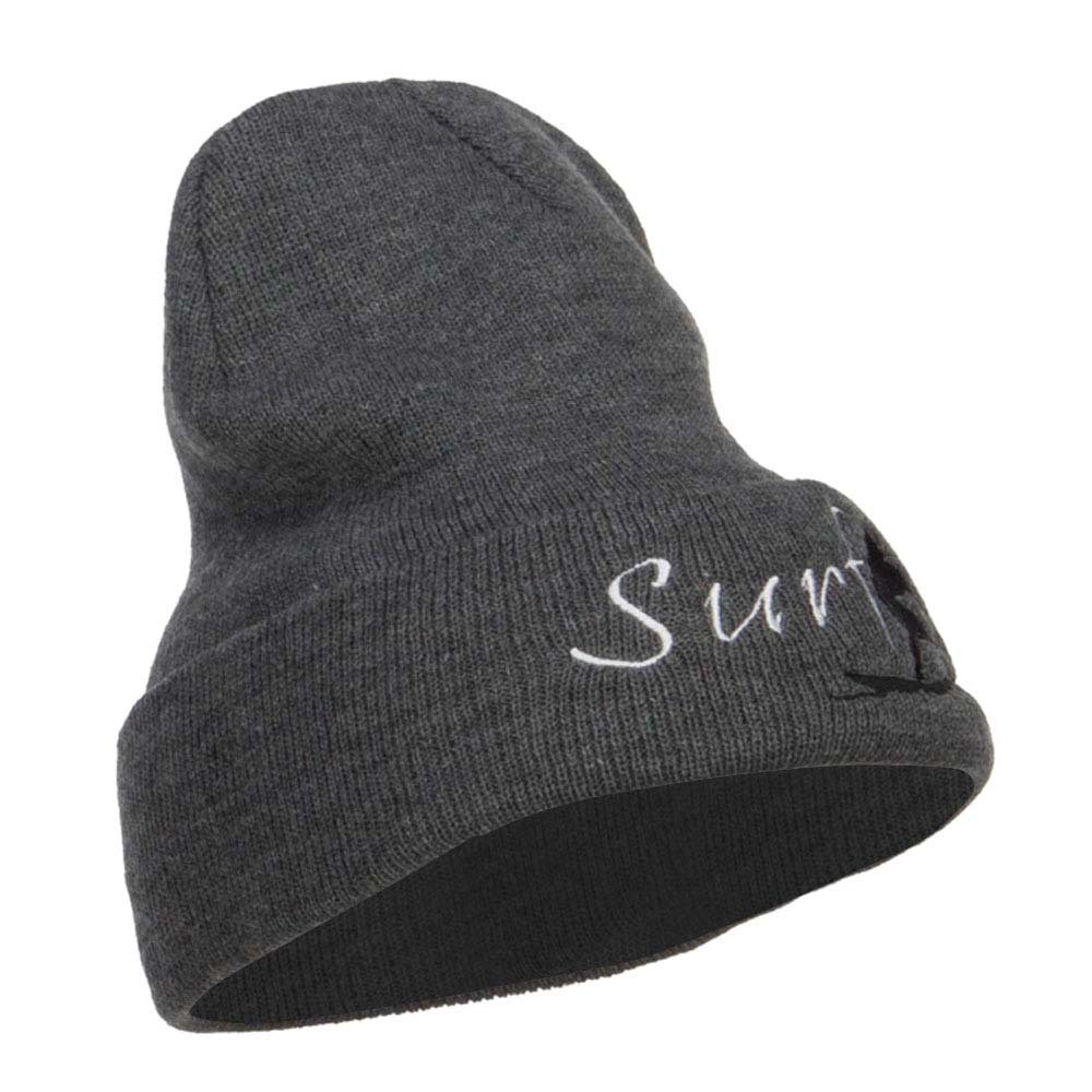 E4Hats Surf Embroidered Long Beanie for Men & Women - Warm Winter Skull Cap for Surfing, Snowboarding & Outdoor Activities