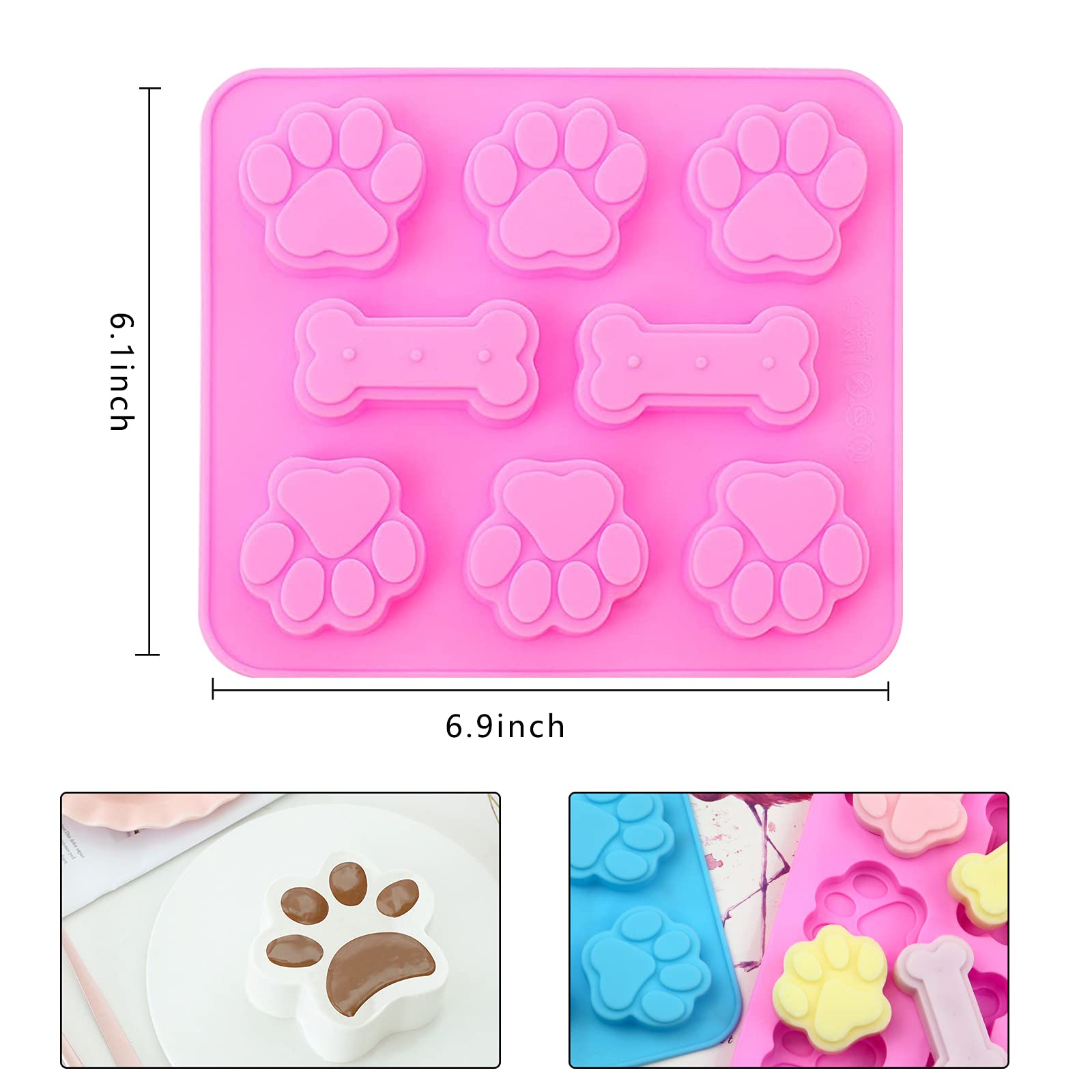 1 PC Dog Paw Silicone Mold for Baking Treats - Non-Stick Cat Paw Print Chocolate, Wax Melts, Ice Cube, Pudding & Candy Molds - Perfect for Homemade Dog Treats, DIY Desserts, and Party Favors