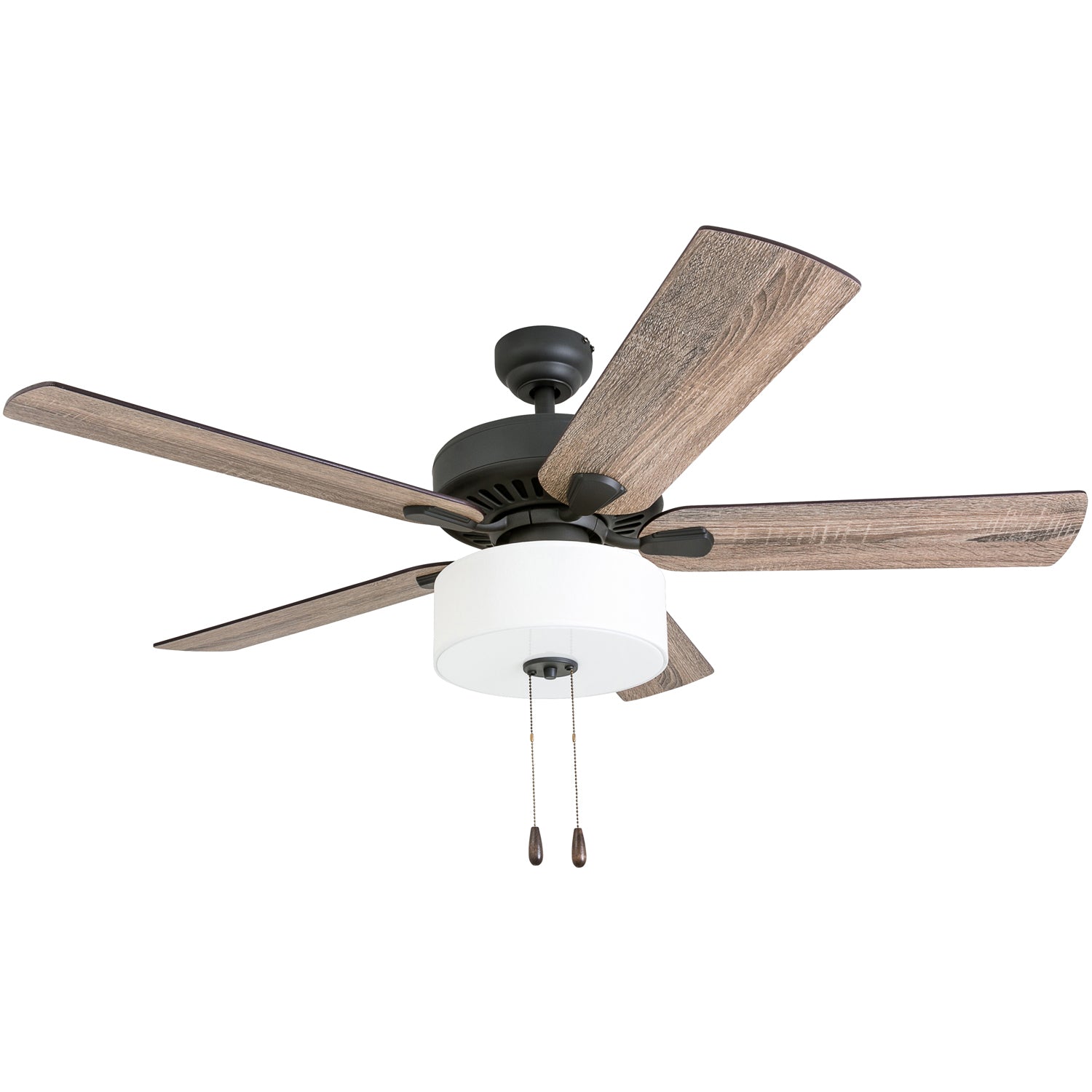 52 Inch Bronze Canoe Ridge Ceiling Fan with Pull Chain - Perfect for Living Rooms, Bedrooms, and Outdoor Patios