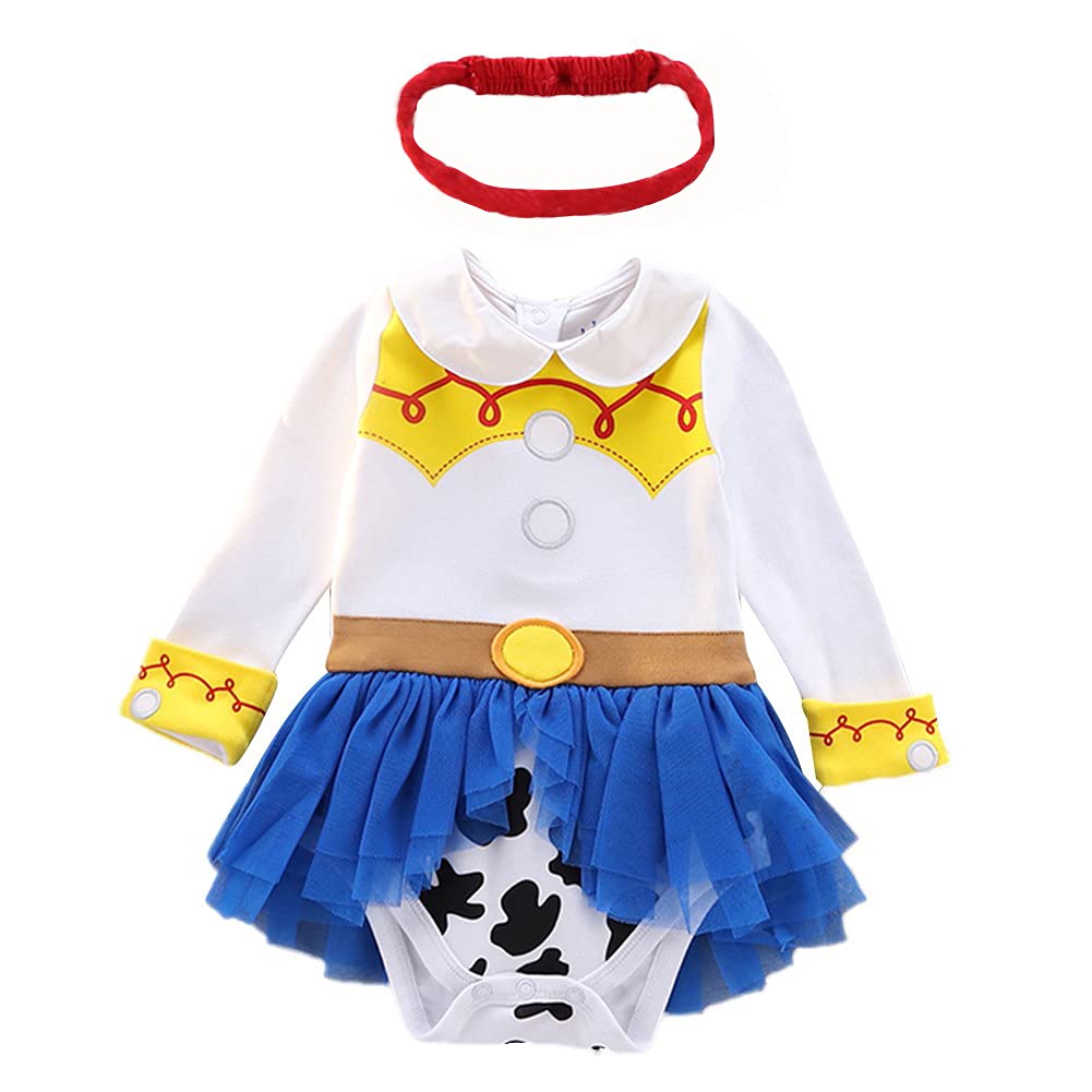 **Baby Girls Princess Costume Set - Birthday Bodysuit Romper & Tutu Dress with Headband - Halloween Christmas Party Outfit for Toddlers & Infants - Perfect for Dress-Up, Photo Shoots & Special Occasions**