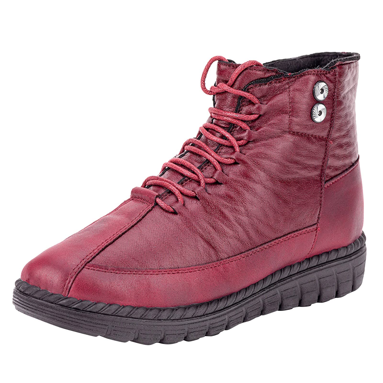 Women's Flat Thermal Winter Boots - Breathable Slip-On Plush Casual Shoes with Low Heel in Brown | Perfect for Cold Weather, Outdoor Walking & Daily Comfort