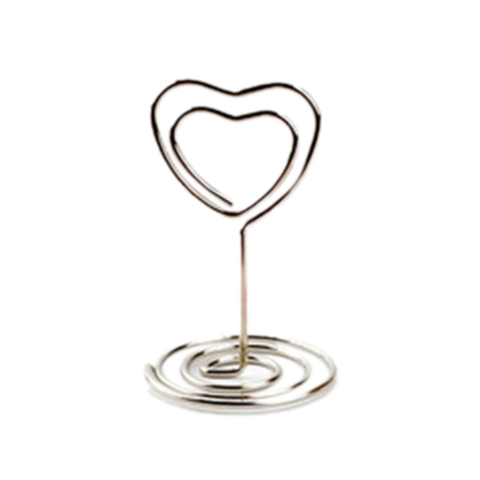 Heart-Shaped Mini Table Holder for Photos, Memo Cards & Menus - 5cm Silver Home Decor for Dining Table, Office Desk & Gift Giving