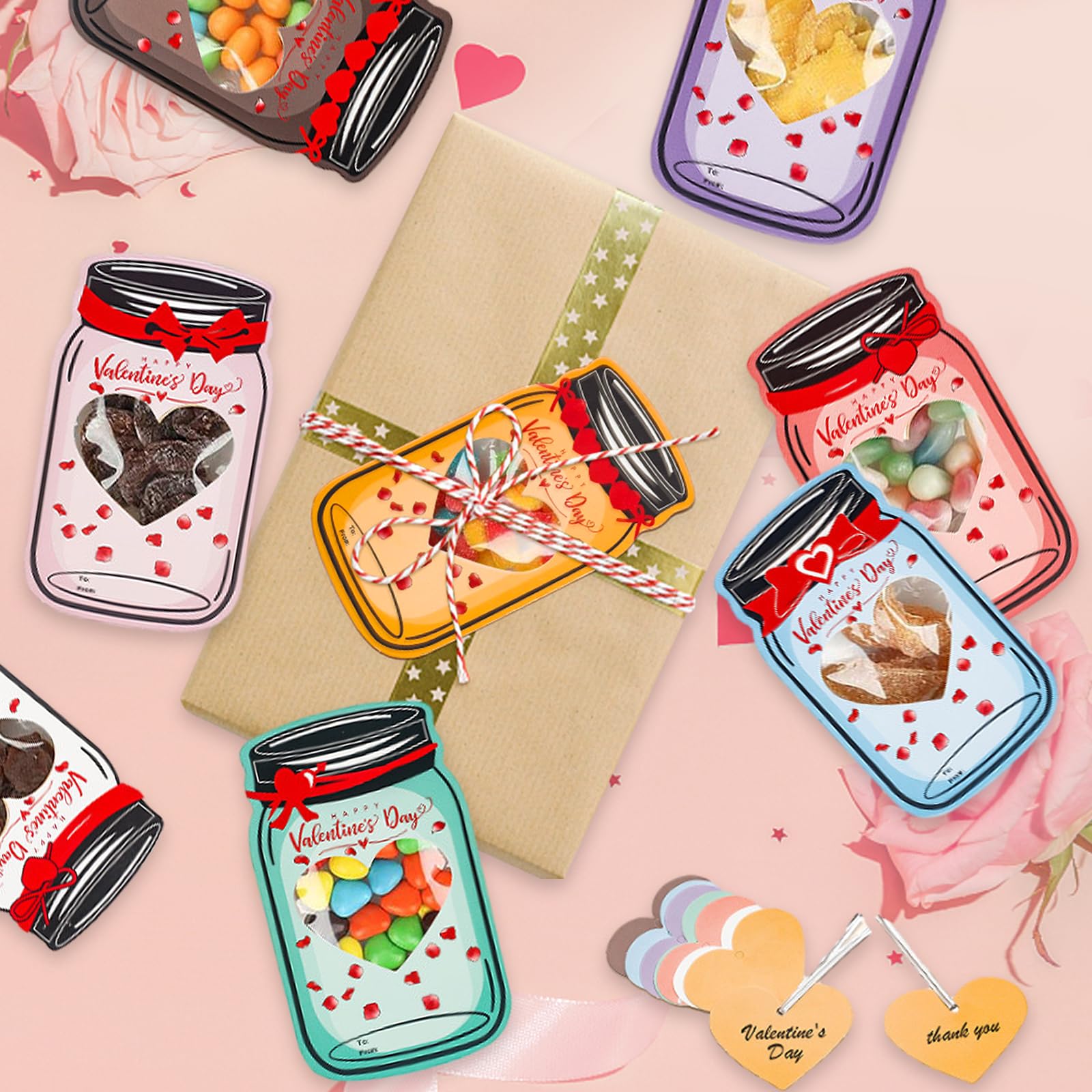 48 Pack Valentine's Day Cards for Kids - Classroom Valentine Exchange Cards with Mason Jar Design - Funny School Party Favors for Valentine Gifts (Candy Not Included) | Perfect for Classroom Activities, School Parties & Kids' Valentine Exchange Events