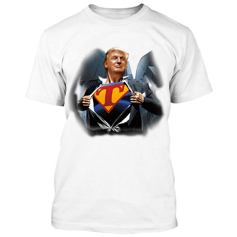 Donald Trump Superpower Pullover T-Shirt - Patriotic Crewneck Short Sleeve Shirt for Men - Perfect for Political Rallies, Election Events & Conservative Gatherings