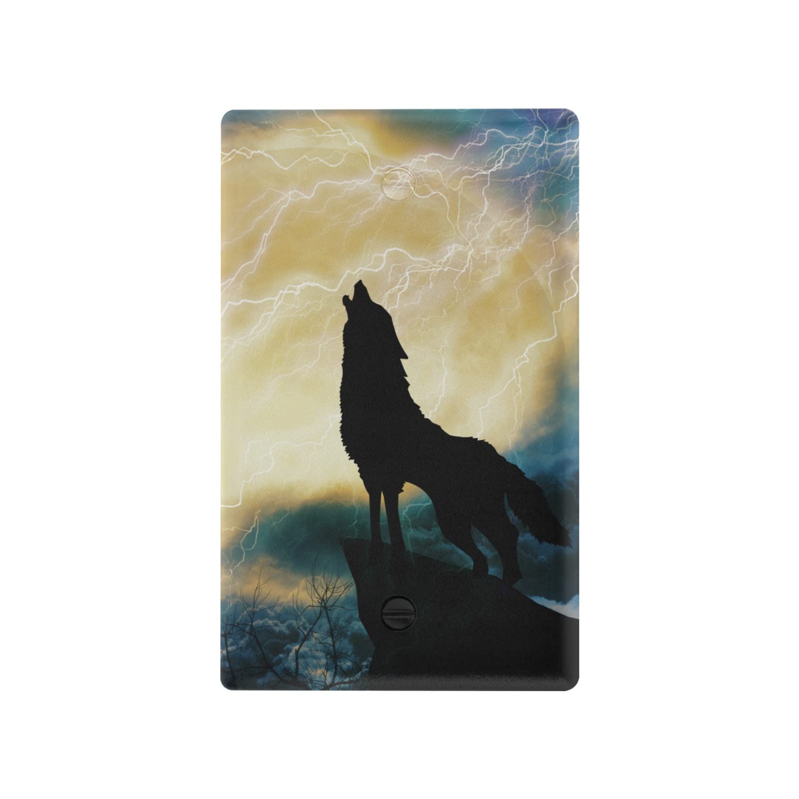 Wolf Thunderstorm Single Gang Blank Switch Plate Cover - Decorative Light Switch Plate for Home & Office - Perfect for Living Room, Bedroom, and Office Decor