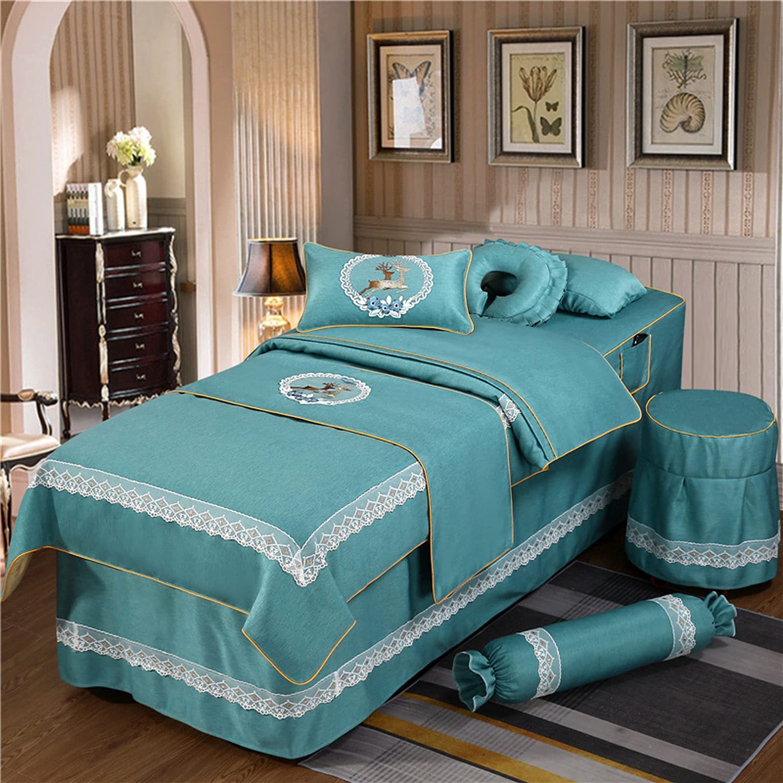 Premium Massage Table Sheets Set - 4-Piece Solid Color Spa Bed Cover for Salon, Hotel & Beauty Treatments | Korean Style Simple Design for Physiotherapy & Relaxation | Ideal for Massage Parlors, Spas & Wellness Centers