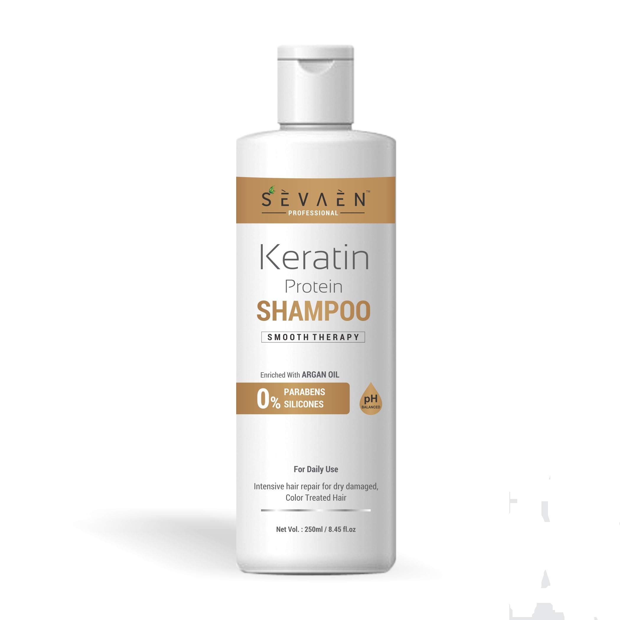 SEVAEN Keratin & Argan Oil Shampoo for Damaged Hair - Protein Repair & Moisturizing Treatment (1 Bottle) - Perfect for Dry, Frizzy Hair & Color-Treated Hair Care