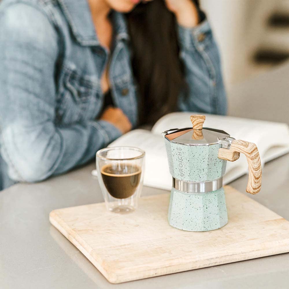 GROSCHE Milano Moka Pot - 6 Cup Stovetop Espresso Maker & Coffee Percolator in Mint Green | Perfect for Home Brewing, Camping & Italian-Style Coffee