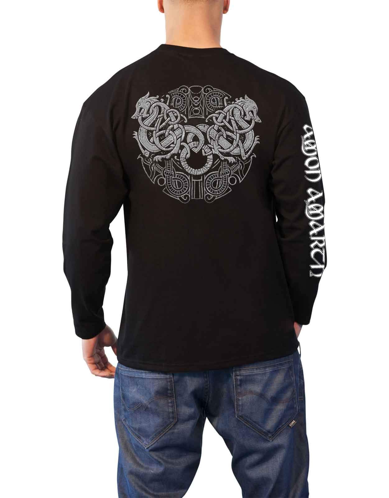 Amon Amarth Official Men's Black Long Sleeve T-Shirt with Grey Skull Design - Size L - Viking Metal Band Merch for Concerts & Casual Wear