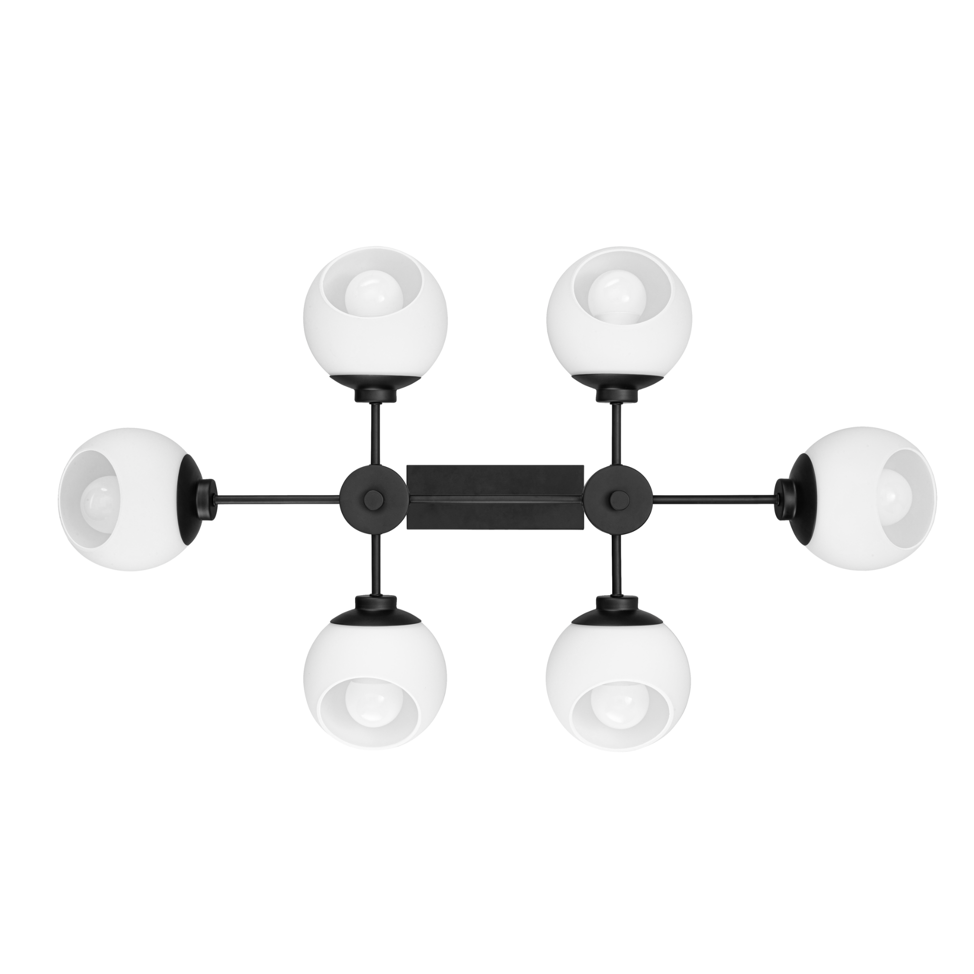 6-Light Stoll Chandelier in Matte Black with Opal Glass Shades - Elegant Dining Room Lighting for Modern Farmhouse & Industrial Decor